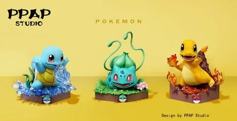 Starter Pokemon Squirtle, Charmander & Bulbasaur - Pokemon Resin Statue - PPAP Studios