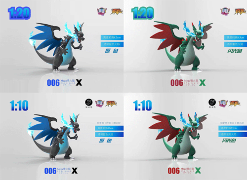 1/10 & 1/20 Scale World Zukan Mega Charizard X - Pokemon Resin Statue - UU Studio