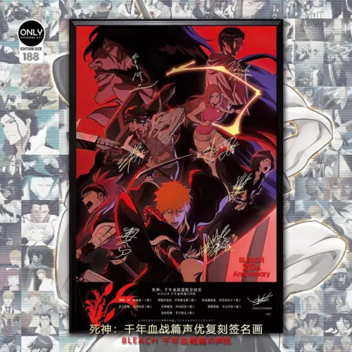 Decorative Paint of Original series Voice Actor's Signatures Bleach Quincy Blood War - Bleach Decorative Painting - Mystical Art Studios