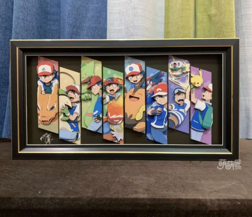 3D Decorative Paint of Ash Ketchum & His Pokemon - Pokemon Decorative Painting - momo Studio