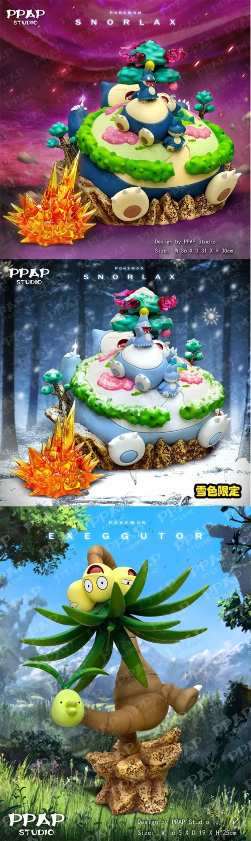 Evolution Series Gigantamax Snorlax Family & Coquettish Alolan Exeggutor - Pokemon Resin Statue - PPAP Studios