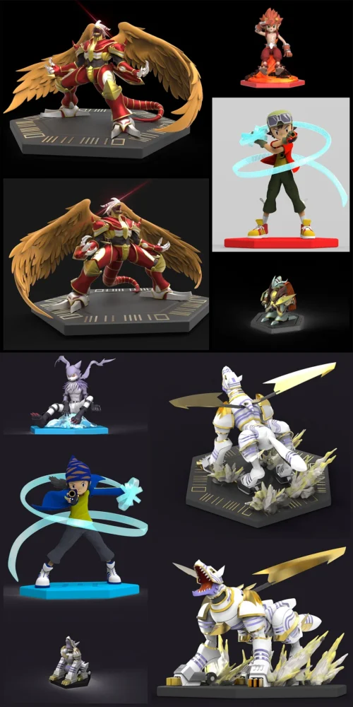 Megahouse Scale Vritramon & Garummon Set - Digimon Resin Statue - DMX Studios