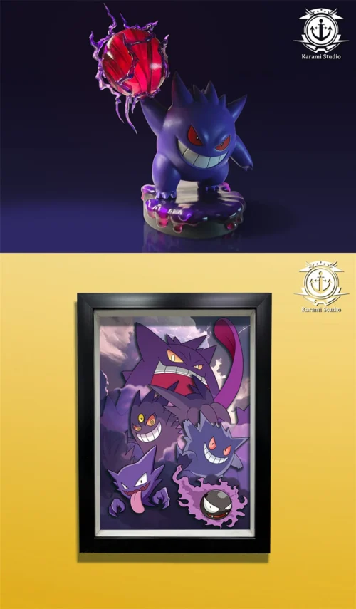 3D Decorative Paint of Gengar Family & Shadow Ball Gengar - Pokemon Resin Statue - Karami Studio