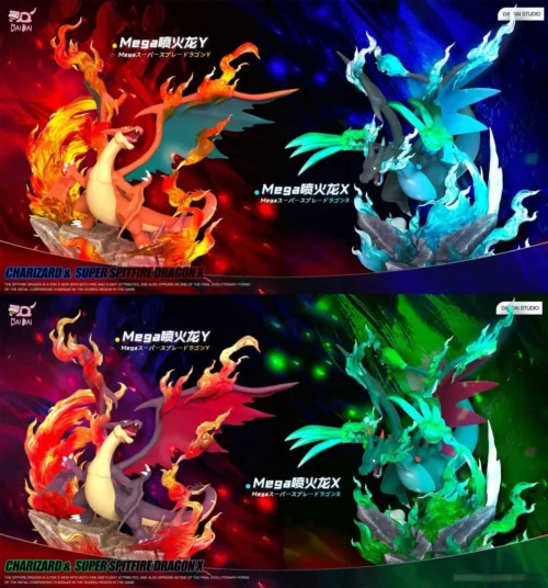 1/20 Scale World Zukan Mega Charizard X & Mega Charizard Y - Pokemon Resin Statue - DaiDai Studio