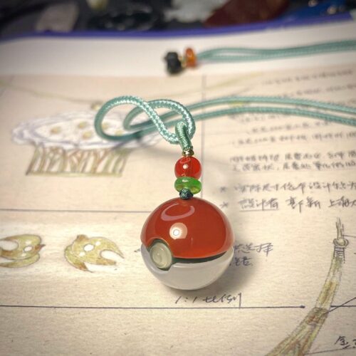Natural Agate Poke Ball - Pokemon Jewelry - CG Studios [In Stock] - Pokemon