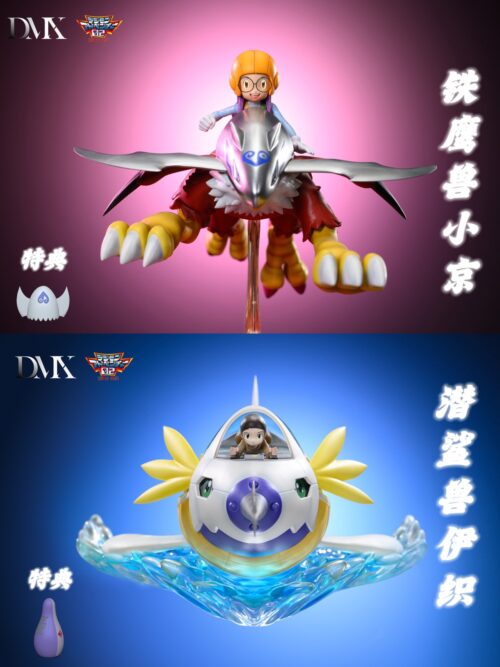 Riding Series Holsmon & Yolei Inoue & Submarimon & Cody Hida - Digimon Resin Statue - DMX Studios