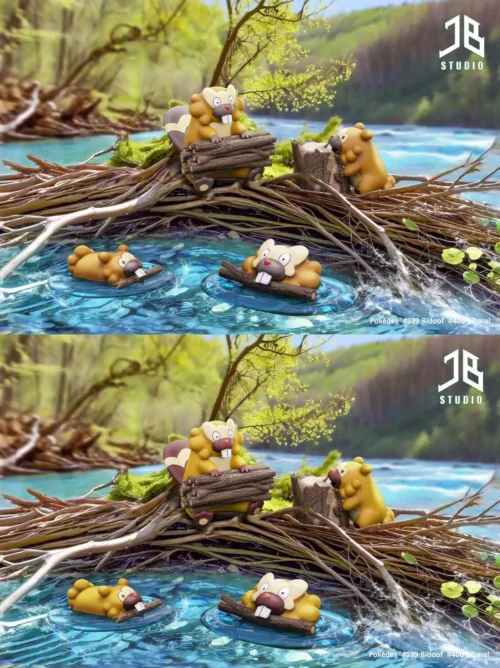 1/20 Scale World Zukan Evolution of Bidoof Set - Pokemon Resin Statue - JB Studio