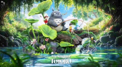 Memory Series 001 Lotus Pond Totoro with LED & Sound - My Neighbor Totoro Resin Statue - WuYu Studio