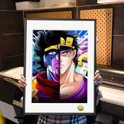 A3 & 4K Size Jotaro Kujo & Star Platinum Decorative Painting - JoJo's Bizarre Adventure Decoration Painting - HuangGua Studio