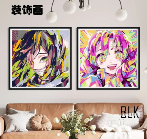 Mitsuri Kanroji & Obanai Iguro Decorative Painting & Fridge Magnet - Demon Slayer: Kimetsu No Yaiba - BLK Studio