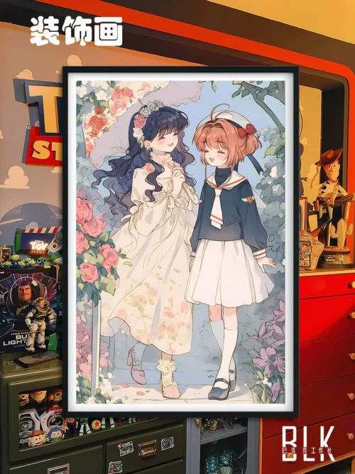 Sakura Kinomoto & Tomoyo Daidouji 002 Decorative Painting & Fridge Magnet - Cardcaptor Sakura (CCS) - BLK Studio