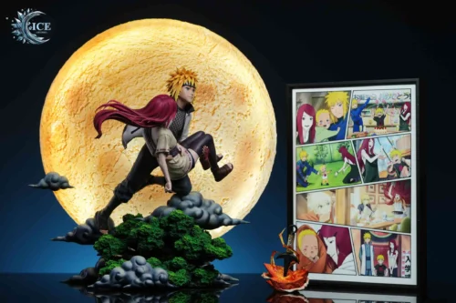 1/7 Scale Minato Namikaze & Kushina Uzumaki under Moon with LED - Naruto Resin Statue - Ice-Studio