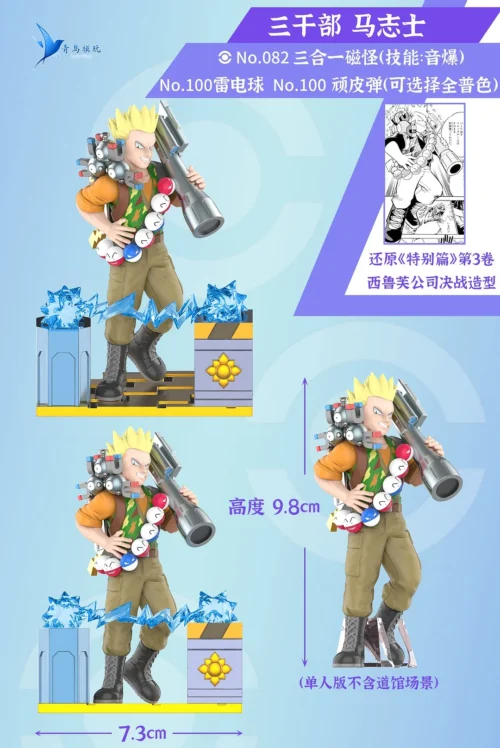 1/20 Scale World Zukan Three Cadres Lt. Surge, Koga & Thu-Fi-Zer - Pokemon Resin Statue - QN Studios