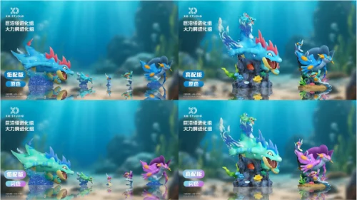 1/20 Scale World Zukan Evolution of Feraligatr Set & Swampert Set - Pokemon Resin Statue - XO Studio