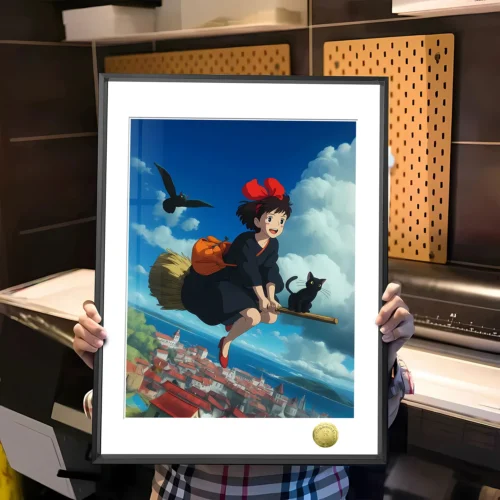 A3 & 4K Size Kiki & Jiji Decorative Painting - Kiki's Delivery Service Decoration Painting - HuangGua Studio
