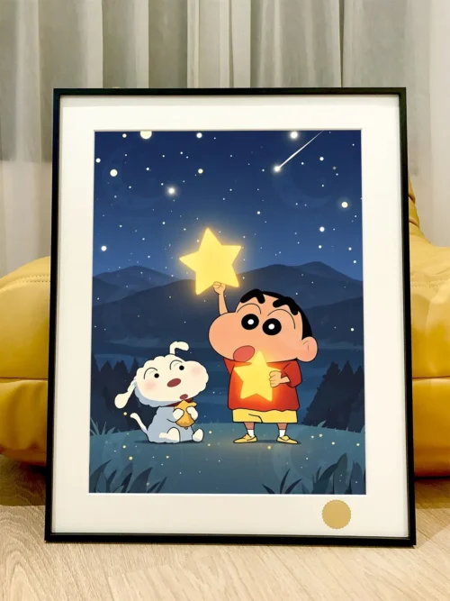 Picking Star Shin-chan & Shiro Decorative Painting - Crayon Shin-chan - Xingkong Studio
