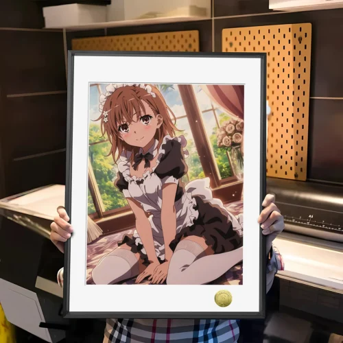 A3 & 4K Size Maid Ver. Mikoto Misaka Decorative Painting - A Certain Magical Index Decoration Painting - HuangGua Studio