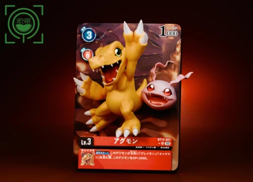 Agumon & Koromon Coming Out From Digimon Card - Digimon Resin Statue - GEISHA Studio