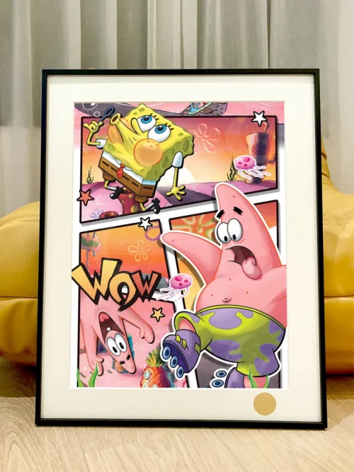 Comic Style Bikini Bottom Decorative Painting - SpongeBob SquarePants - Xingkong Studio