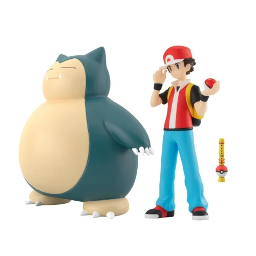 1/20 Scale Second Edition World Zukan Kanto Region Red & Snorlax & Poke Flute - Pokemon Official Statue - BANDAI SHOKUGAN