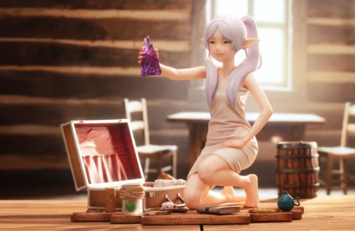 1/4 Scale Frieren Holding Clothes-Dissolving Potion - Frieren: Beyond Journey's End Statue - QuietArt Studio