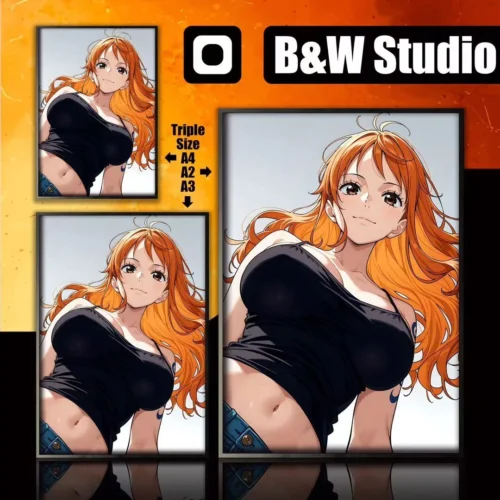 KMS-010 & KKFP-010 Nami Fridge Magnet & Decorative Painting - ONE PIECE - B&W Studio