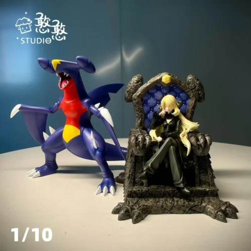 1/10 Scale Throne Ver. Cynthia & Garchomp - Pokemon Resin Statue - HanHan Studio