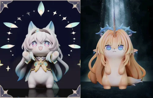 Chibi Cat Ver. Firefly & Fleurdelys - Honkai: Star Rail Wuthering Waves Statue - ChaoShe Studio