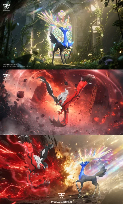 1/20 Scale World Zukan Xerneas & Yveltal - Pokemon Statue - Wonder Studio