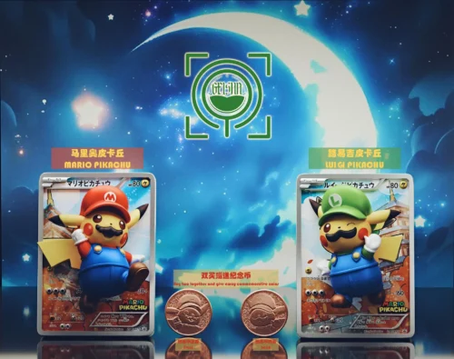 Mario Cosplay Pikachu & Luigi Cosplay Pikachu Coming Out From Card - Super Mario Pokemon Resin Statue - GEISHA Studio