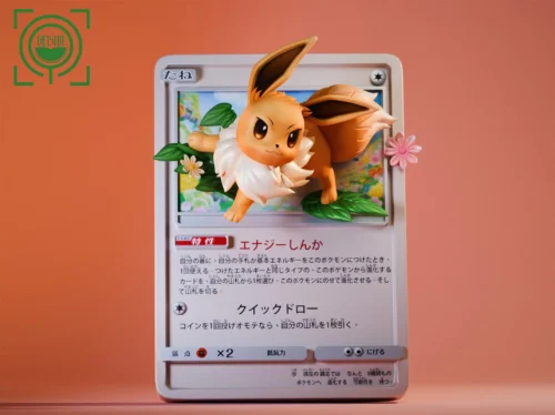 Eevee Coming Out From Pokemon Card - Pokemon Resin Statue - GEISHA Studio