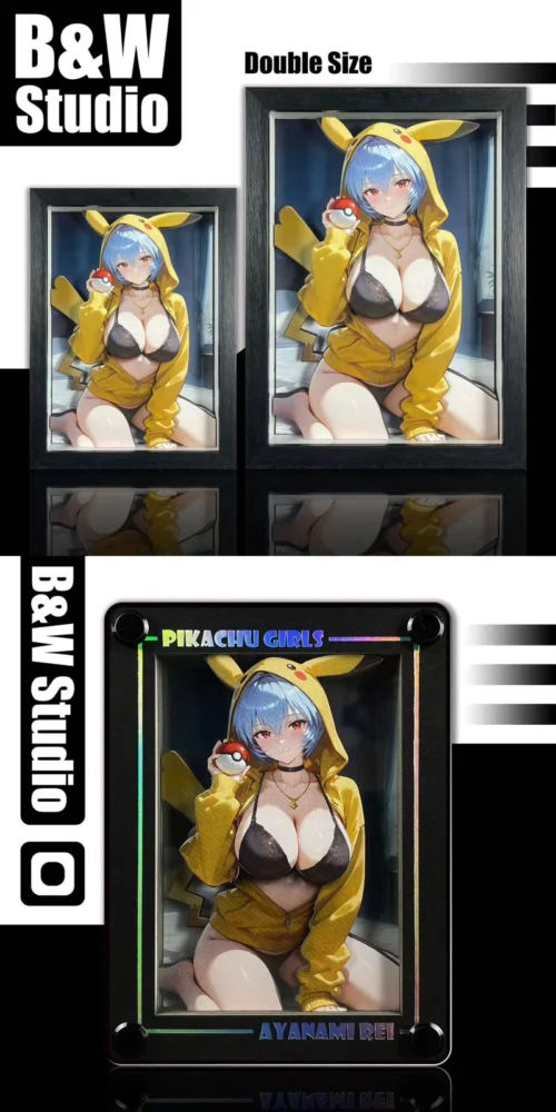 KPCG-008 & KPCGSlim-008 & KKCCPC-008A Pikachu Girl Series Rei Ayanami 3D Decorative Painting & Card Stand Display - Pokemon (EVA) Neon Genesis EVAngelion - B&W Studio