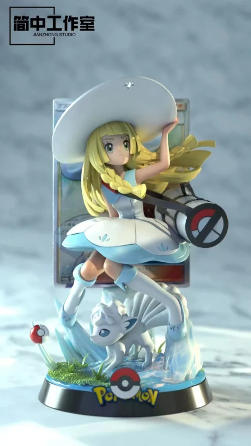 Lillie & Alolan Vulpix - Pokemon Resin Statue - JianZhong Studio