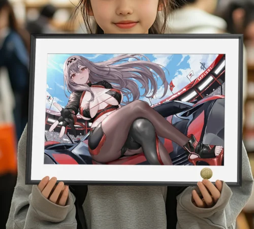 A3 & 4K Size Show Girl Ver. Black Shadow Scarlet Decorative Painting - Goddess of Victory: Nikke Decoration Painting - HuangGua Studio