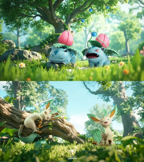 1/20 Scale World Zukan Ivysaur & Leafeon - Pokemon Statue - Wonder Studio