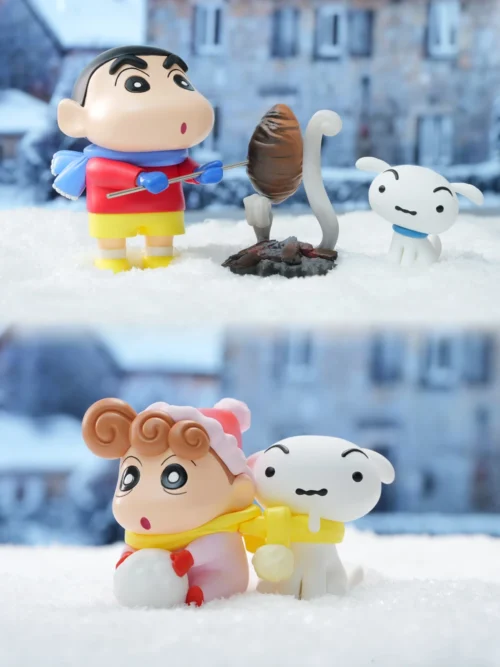 Winter Series Shin-chan Baking Sweet Potato & Himawari Nohara Making Snowballs - Crayon Shin-chan Resin Statue - LiMi Studio