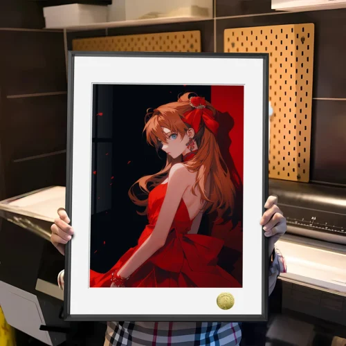 A3 & 4K Size Red Dress Ver.  Asuka Langley Soryu Decorative Painting - (EVA) Neon Genesis EVAngelion Decoration Painting - HuangGua Studio