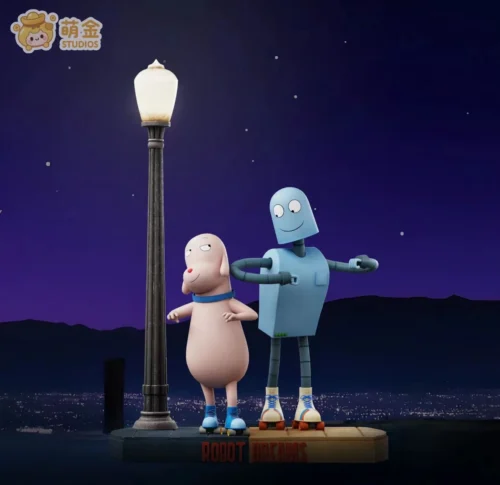 Dancing under Streetlamp with LED - Robot Dreams Resin Statue - MengJin Studio