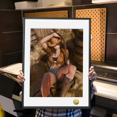 A3 & 4K Size Cowboy Ver. Tifa Lockhart Decorative Painting - (FF7) Final Fantasy VII Decoration Painting - HuangGua Studio