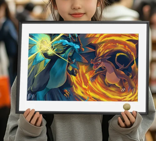 A3 & 4K Size Mega Charizard X & Y Decorative Painting - Pokemon Decoration Painting - HuangGua Studio