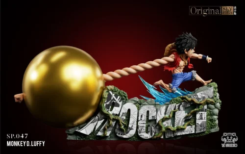 Skypiea Arc Gold Rotating Bullet Monkey D. Luffy - ONE PIECE Statue - YZ Studios