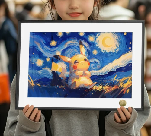 A3 & 4K Size The Starry Night Pikachu Decorative Painting - Pokemon Decoration Painting - HuangGua Studio