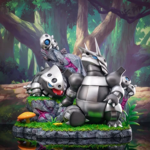 Ecology Scene Series Aggron Family - Pokemon Resin Statue - Q10 Studio