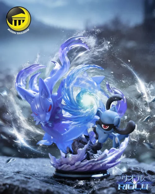 Evolution Series Riolu evolute to Lucario - Pokemon Resin Statue - Moon Shadow Studios