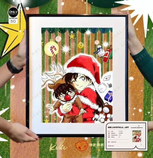 Decorative Paint of Christmas Ver. Conan Edogawa & Mori Ran - Detective Conan Decorative Painting - Mystical Art Studios
