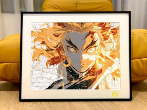 Gilding Kyojuro Rengoku Decorative Painting - Demon Slayer: Kimetsu No Yaiba - Xingkong Studio