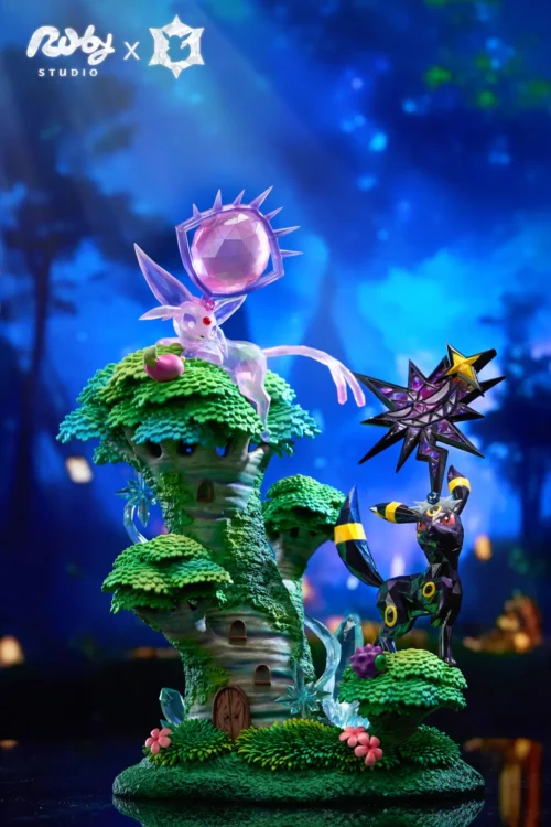 Terastallized Eevee Forest Series 003 Espeon & Umbreon - Pokemon Resin Statue - Ruby Studio