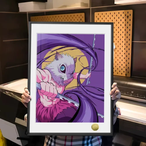 A3 & 4K Size Explosive Rush Inosuke Hashibira Decorative Painting - Demon Slayer: Kimetsu No Yaiba Decoration Painting - HuangGua Studio