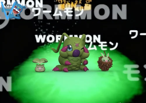 MH Scale Wormmon & Leafmon & Minomon - Digimon Resin Statue - Vzai Studio