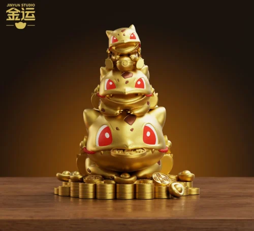 Lucky Gold Bulbasaur Jenga - Pokemon Resin Statue - JinYun Studio